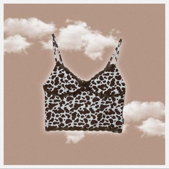 ♥︎ Minga London Cow Print Lace Trim Cami Top ♥︎ - Picture 2 of 5